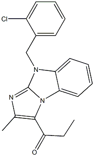 1-[9-(2-chlorobenzyl)-2-methyl-9H-imidazo[1,2-a]benzimidazol-3-yl]-1-propanone Struktur