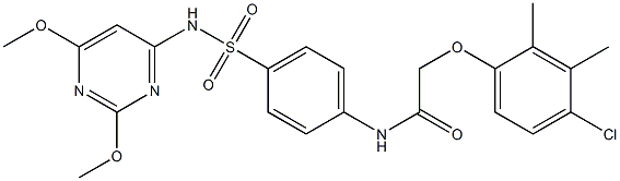 2-(4-chloro-2,3-dimethylphenoxy)-N-(4-{[(2,6-dimethoxy-4-pyrimidinyl)amino]sulfonyl}phenyl)acetamide Struktur