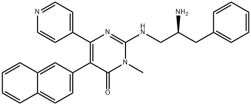 2-[[(2S)-2-Amino-3-phenylpropyl]amino]-3-methyl-5-(2-naphthalenyl)-6-(4-pyridinyl)-4(3H)-pyrimidinone dihydrochloride Struktur