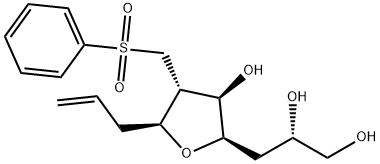 (S)-3-((2R,3R,4R,5S)-5-allyl-3-hydroxy-4-((phenylsulfonyl)methyl)tetrahydrofuran-2-yl)propane-1,2-diol Struktur