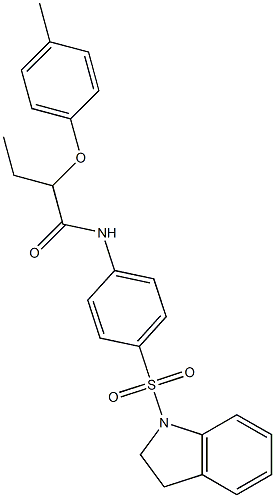 N-[4-(2,3-dihydro-1H-indol-1-ylsulfonyl)phenyl]-2-(4-methylphenoxy)butanamide Struktur