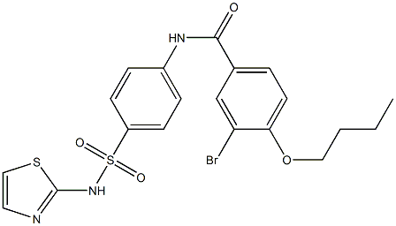 3-bromo-4-butoxy-N-{4-[(1,3-thiazol-2-ylamino)sulfonyl]phenyl}benzamide Struktur