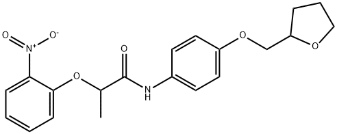 2-(2-nitrophenoxy)-N-[4-(tetrahydro-2-furanylmethoxy)phenyl]propanamide Struktur