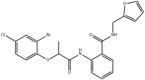 2-{[2-(2-bromo-4-chlorophenoxy)propanoyl]amino}-N-(2-furylmethyl)benzamide Struktur