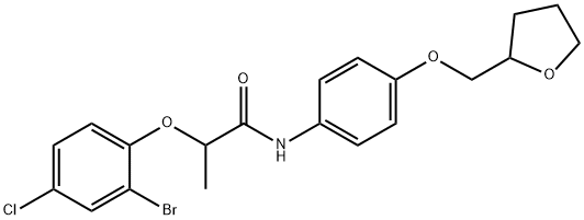 2-(2-bromo-4-chlorophenoxy)-N-[4-(tetrahydro-2-furanylmethoxy)phenyl]propanamide Struktur