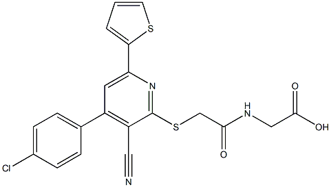 [({[4-(4-chlorophenyl)-3-cyano-6-(2-thienyl)-2-pyridinyl]sulfanyl}acetyl)amino]acetic acid Struktur