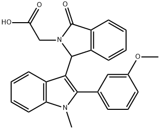 {1-[2-(3-methoxyphenyl)-1-methyl-1H-indol-3-yl]-3-oxo-1,3-dihydro-2H-isoindol-2-yl}acetic acid Struktur