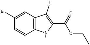 ethyl 5-bromo-3-iodo-1H-indole-2-carboxylate Struktur