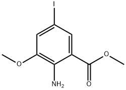 2-Amino-5-iodo-3-methoxy-benzoic acid methyl ester Struktur