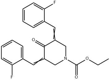 tert-Butyl 3,5-bis(2-fluorobenzylidene)-4-oxopiperidine-1-carboxylate Struktur