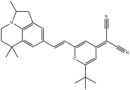 (E)-2-(2-tert-butyl-6-(2-(2,6,6-trimethyl-2,4,5,6-tetrahydro-1H-pyrrolo[3,2,1-ij]quinolin-8-yl)vinyl)-4H-pyran-4-ylidene)malononitrile Struktur