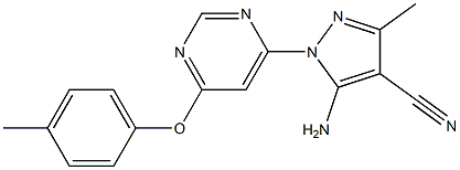 5-amino-3-methyl-1-[6-(4-methylphenoxy)-4-pyrimidinyl]-1H-pyrazole-4-carbonitrile Struktur