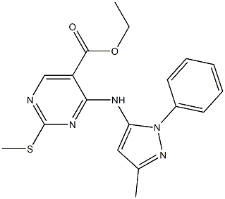 ethyl 4-[(3-methyl-1-phenyl-1H-pyrazol-5-yl)amino]-2-(methylsulfanyl)-5-pyrimidinecarboxylate Struktur