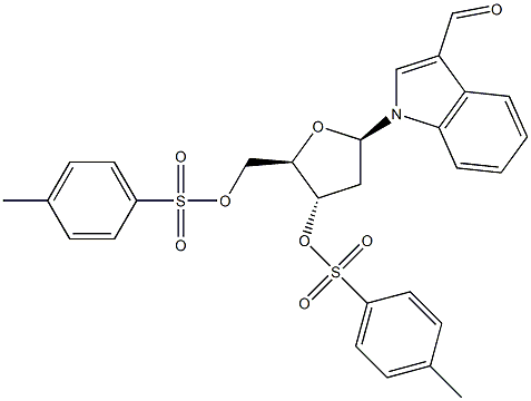 3-Formyl-1-[3,5-di-O-p-toluenesulfonyl-2-deoxy-b-D-ribofuranosyl]-indole Struktur