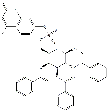 4-Methylumbelliferyl2,3,4-tri-O-benzoyl-b-D-galactopyranoside-6-sulfate Struktur