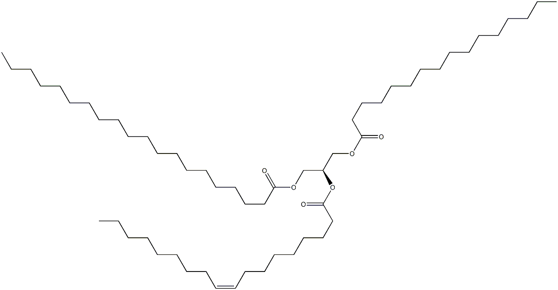 1-hexadecanoyl-2-(9Z-octadecenoyl)-3-eicosanoyl-sn-glycerol Struktur