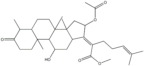 2-(16-Acetoxy-11-hydroxy-4,8,10,14-tetramethyl-3-oxohexadecahydrocyclo penta[a]phenanthren-17-ylidene)-6-methyl-hept-5-enoic acid, methyl est er Struktur