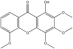 1-Hydroxy-2,3,4,5-tetramethoxyxanthone Struktur