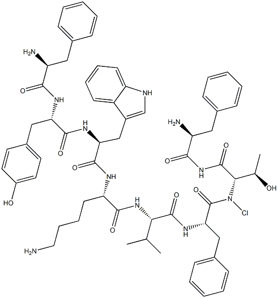 phenylalanyl-chlorophenylalanyl-tyrosyl-tryptophyl-lysyl-valyl-phenylalanyl-threoninamide Struktur