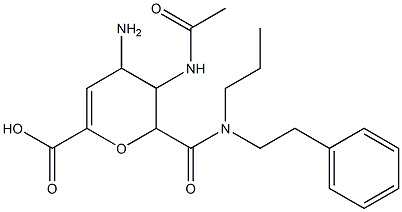 5-(acetylamino)-4-amino-6-(phenethylpropylcarbamoyl)-5,6-dihydro-4H-pyran-2-carboxylic acid Struktur