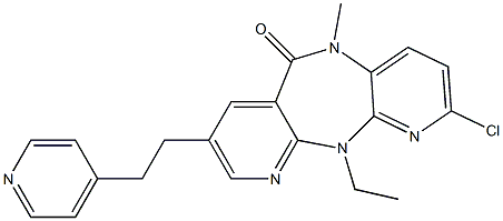 2-chloro-5,11-dihydro-11-ethyl-5-methyl-8-(2-(pyridin-4-yl)ethyl)-6H-dipyrido(3,2-b-2',3'-e)(1,4)diazepin-6-one Struktur