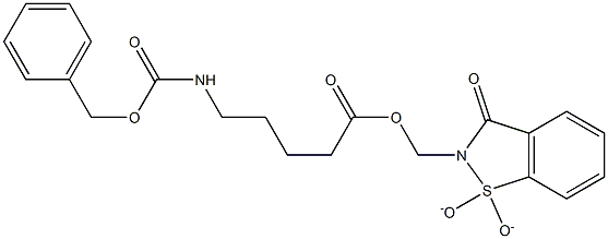 (1,1-dioxido-3-oxo-1,2-benzisothiazol-2(3H)-yl)methyl 5-(((phenylmethoxy)carbonyl)amino)pentanoate Struktur