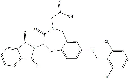 4-phthalimido-1,3,4,5-tetrahydro-8-(2,6-dichlorobenzyloxy)-3-oxo-2H-2-benzazepin-2-acetic acid Struktur