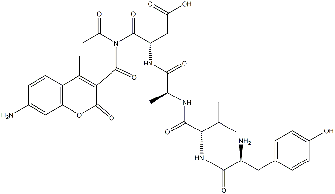 acetyl-tyrosyl-valyl-alanyl-aspartyl-7-amino-4-methylcoumarinamide Struktur