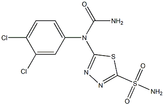 5-(3,4-dichlorophenylureido)-1,3,4-thiadiazole-2-sulfonamide Struktur