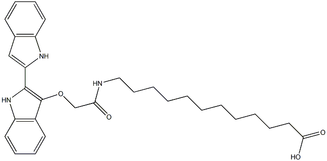 3-(N-(11-carboxyundecyl))carbamoylmethoxy-2,2'-bi-1H-indole Struktur