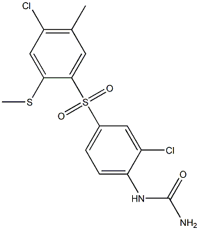 4-((4-chloro-5-methyl-2-methylthiophenyl)sulphonyl)-N-(chlorophenyl)urea Struktur