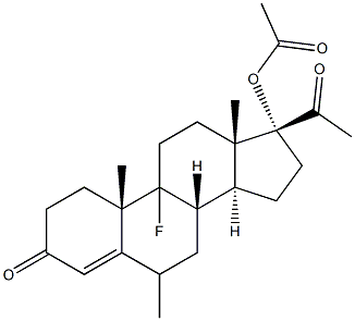 17-acetoxy-9-fluoro-6-methylprogesterone Struktur