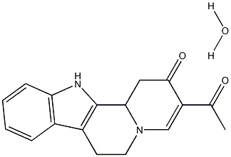 3-Acetyl-1,6,7,12b-tetrahydroindolo(2,3-a)quinolizin-2(12H)-one monohydrate Struktur