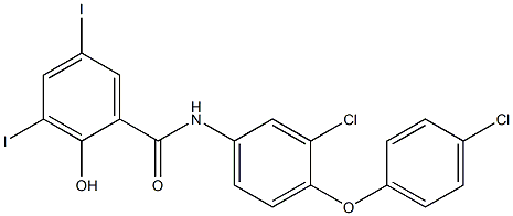 3'-CHLORO-4'-(4-CHLORPHENOXY)-3,5-DI-IODOSALICYLANILIDE Struktur