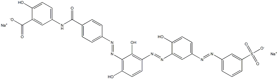 Benzoic acid, 5-[[4-[[2,6-dihydroxy-3-[[2-hydroxy-5-[(3-sulfophenyl)azo] phenyl]azo]phenyl]azo]benzoyl]amino]-2-hydroxy-, disodium salt Struktur