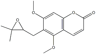 6-[(3,3-dimethyloxiran-2-yl)methyl]-5,7-dimethoxy-chromen-2-one Struktur