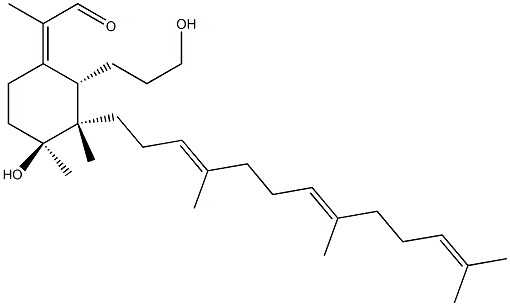 (2Z)-2-[(2S,3S,4S)-4-hydroxy-2-(3-hydroxypropyl)-3,4-dimethyl-3-[(3E,7E)-4,8,12-trimethyltrideca-3,7,11-trienyl]cyclohexylidene]propanal Struktur