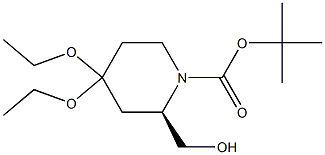 N-BOC-(2R)-4,4-DIETHOXY-2-(HYDROXYMETHYL)PIPERIDINE Struktur