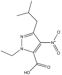 1-ETHYL-3-(2-METHYLPROPYL)-4-NITRO-1H-PYRAZOLE-5-CARBOXYLICACID Struktur