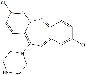 2,8-DICHLORO-11(-PIPERAZINE-N-YL) DIBENZO(B,F)DIAZEPINE Struktur