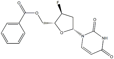 3'-Fluoro-5'-O-benzoyl-2',3'-dideoxyuridine Struktur