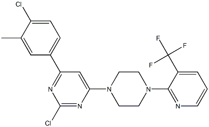 2-CHLORO-4-(4-CHLORO-3-METHYL-PHENYL)-6-[4-(3-TRIFLUOROMETHYL-PYRIDIN-2-YL)-PIPERAZIN-1-YL]-PYRIMIDINE Struktur