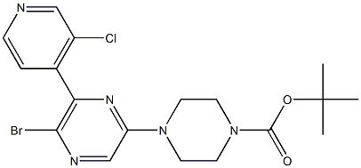 TERT-BUTYL 4-[5-BROMO-6-(3-CHLOROPYRIDIN-4-YL)PYRAZIN-2-YL]PIPERAZINE-1-CARBOXYLATE Struktur