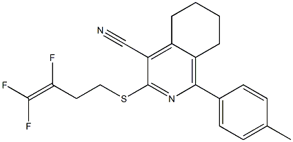 1-(4-methylphenyl)-3-[(3,4,4-trifluoro-3-butenyl)sulfanyl]-5,6,7,8-tetrahydro-4-isoquinolinecarbonitrile Struktur