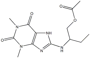 2-[(1,3-dimethyl-2,6-dioxo-2,3,6,7-tetrahydro-1H-purin-8-yl)amino]butyl acetate Struktur