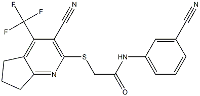 N-(3-cyanophenyl)-2-{[3-cyano-4-(trifluoromethyl)-6,7-dihydro-5H-cyclopenta[b]pyridin-2-yl]sulfanyl}acetamide Struktur