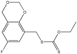 ethyl {[(6-fluoro-4H-1,3-benzodioxin-8-yl)methyl]thio}methanethioate Struktur