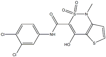 N-(3,4-dichlorophenyl)-4-hydroxy-1-methyl-2,2-dioxo-1,2-dihydro-2lambda~6~-thieno[3,2-c][1,2]thiazine-3-carboxamide Struktur