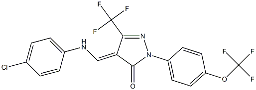 4-[(4-chloroanilino)methylene]-2-[4-(trifluoromethoxy)phenyl]-5-(trifluoromethyl)-2,4-dihydro-3H-pyrazol-3-one Struktur