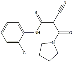 N1-(2-chlorophenyl)-2-cyano-3-oxo-3-tetrahydro-1H-pyrrol-1-ylpropanethioamide Struktur